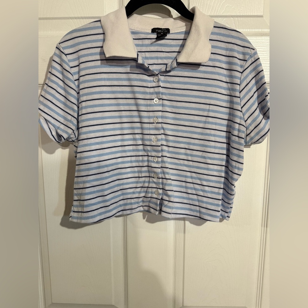Rue 21 Striped Blue and White Shirt